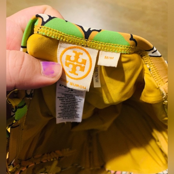 New Tory Burch Printed Underwire One Piece Swimsuit Brown Floral Wallpaper M - Picture 4 of 6